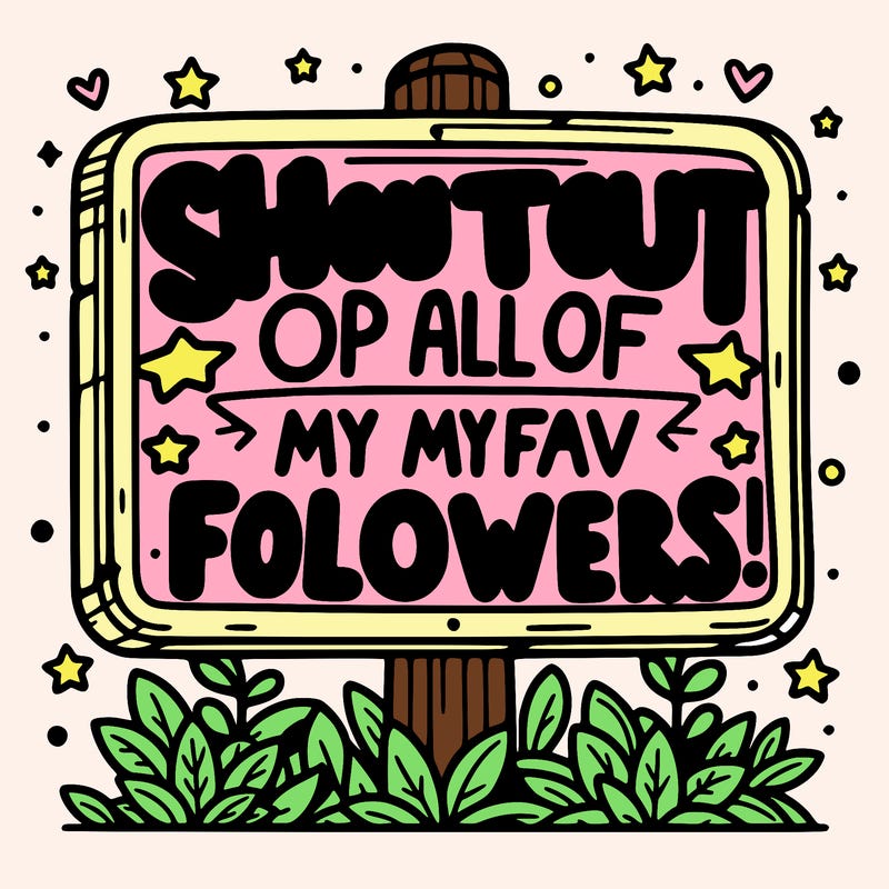 a sign saying shoutout to  all of my fav followers!