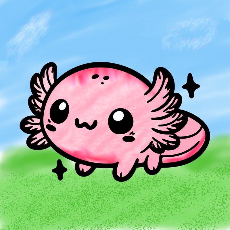 cute easy baby axolotl