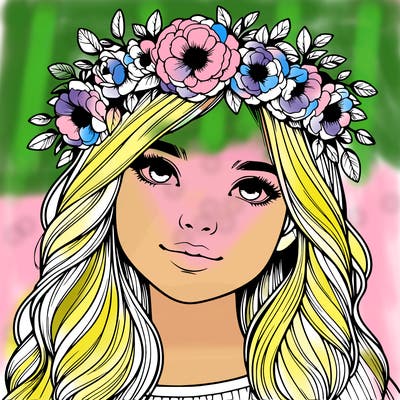 realistic girl with flower crown