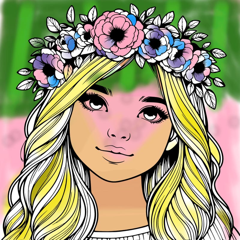 realistic girl with flower crown