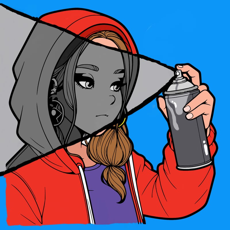 a realistic girl, spray painting