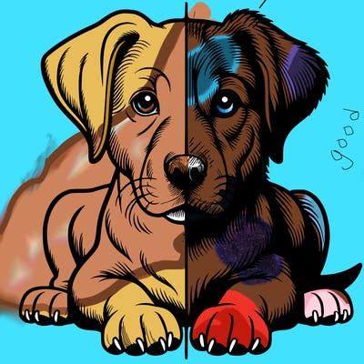 realistic dog split picture