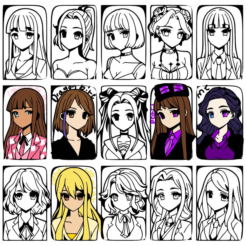 girls that look diffrent anime