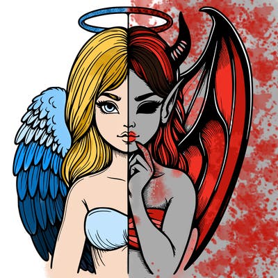 realistic angel half demon