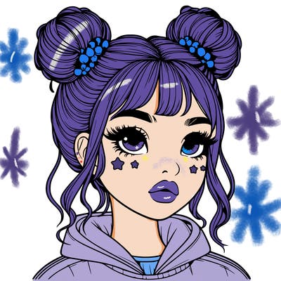 realistic girl with space buns