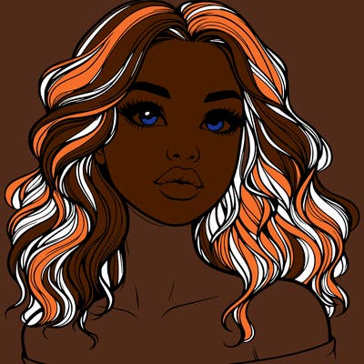 realistic girl with wavy hair and lips