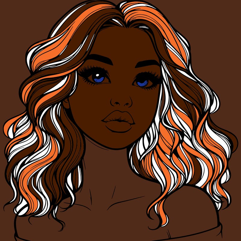 realistic girl with wavy hair and lips