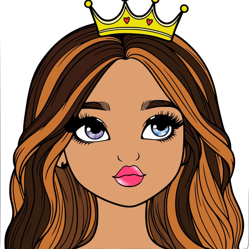 a realistic girl with a crown on