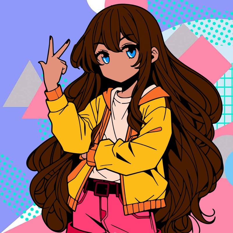 one anime girl with long hair and a cool pose