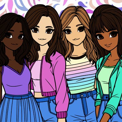 a group of girls realistic
