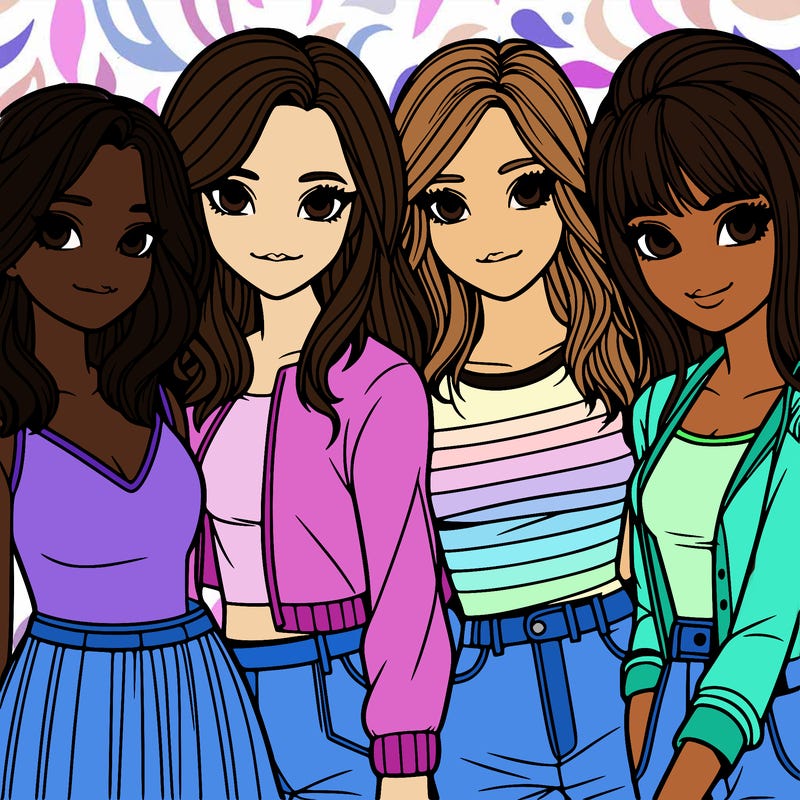 a group of girls realistic