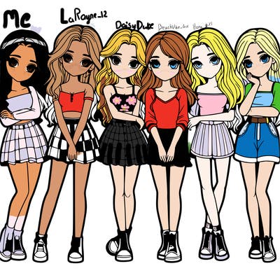 a group of girls realistic