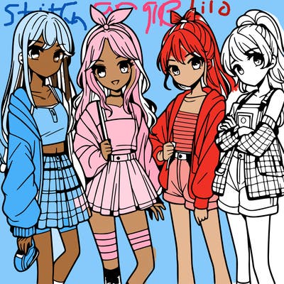 teen manga girls group of 4