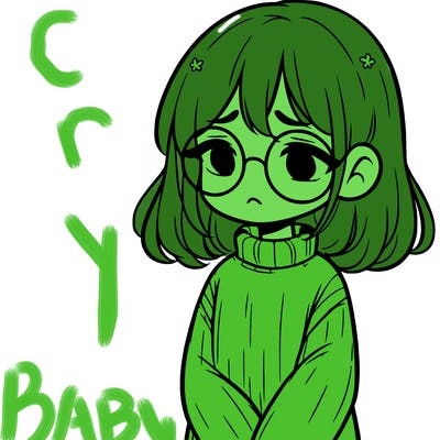 sad girl with glasses in a sweater