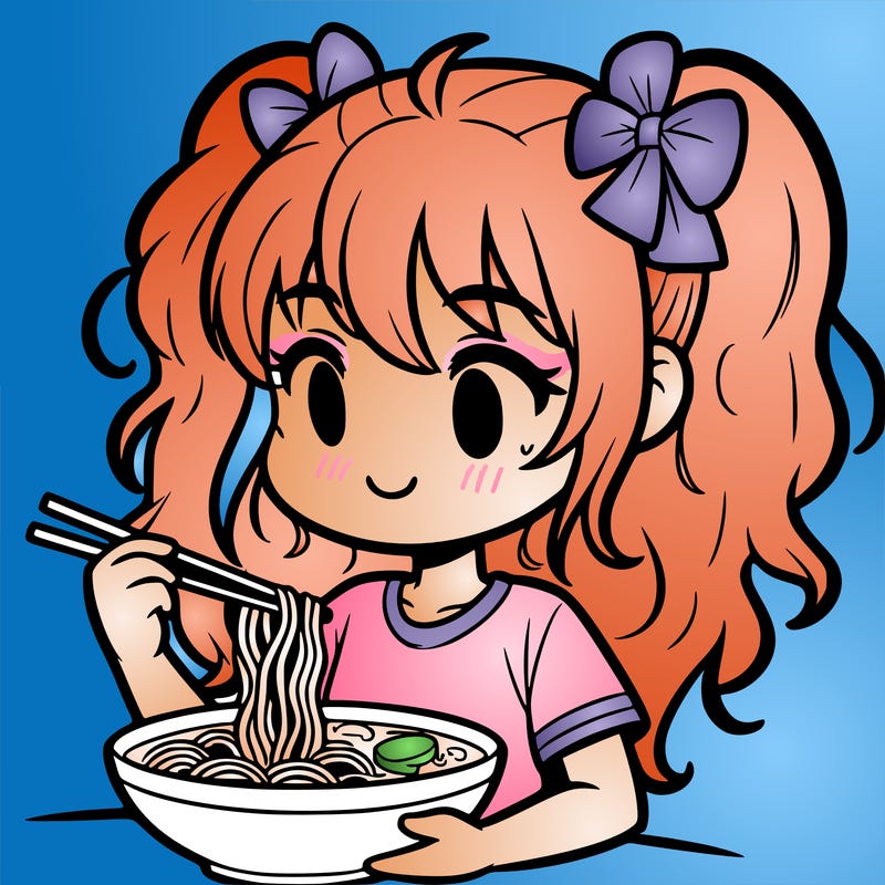 a girl eating ramen