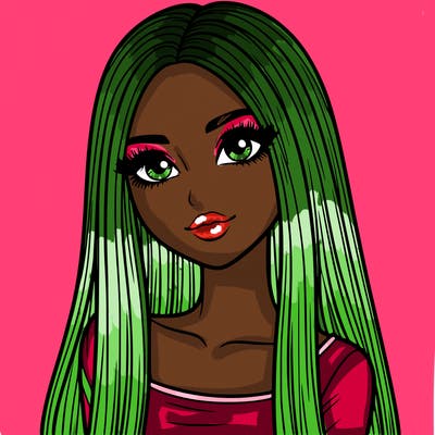 realistic girl with straight and long hair