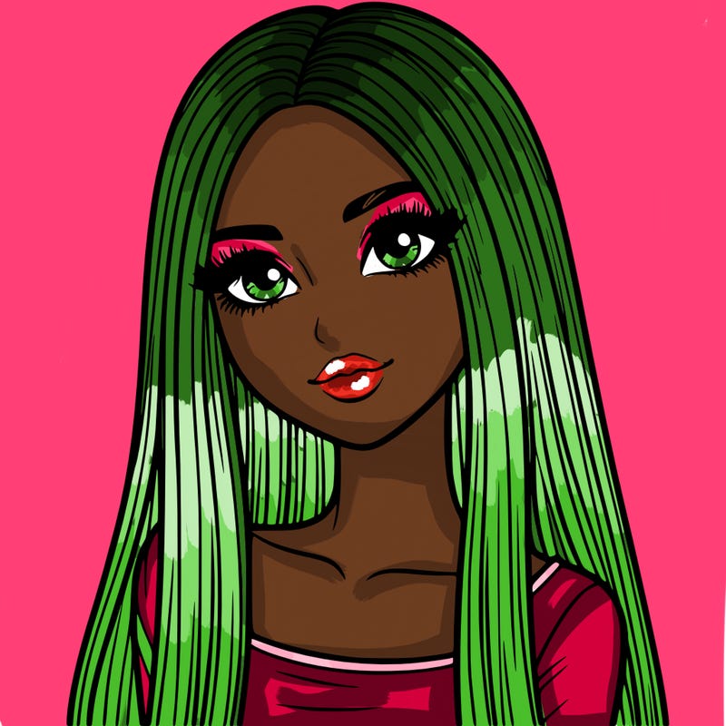 realistic girl with straight and long hair