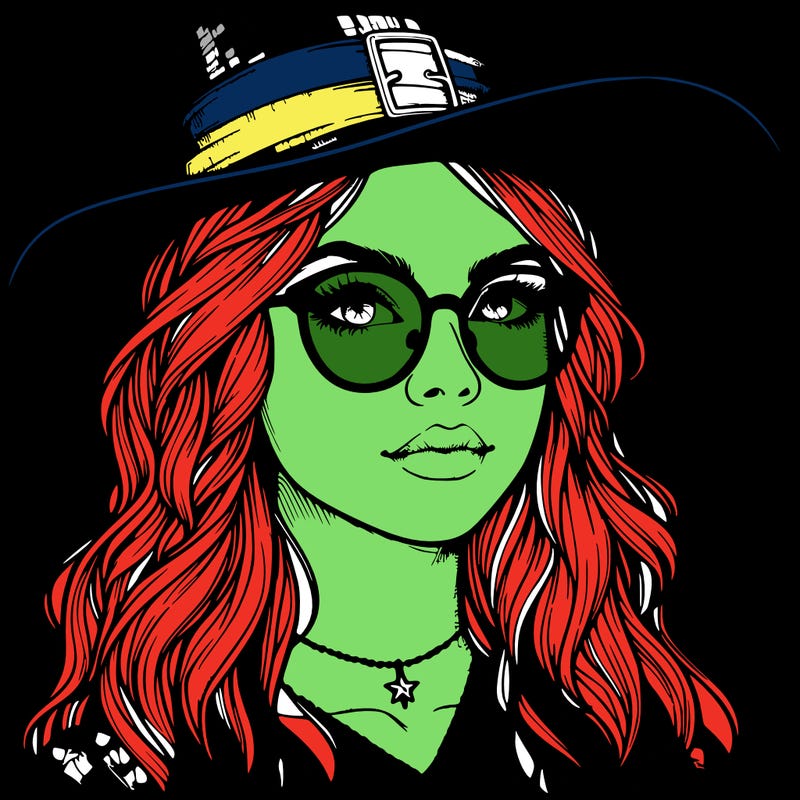 a witch with glasses realistic