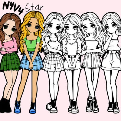 a group of girls realistic