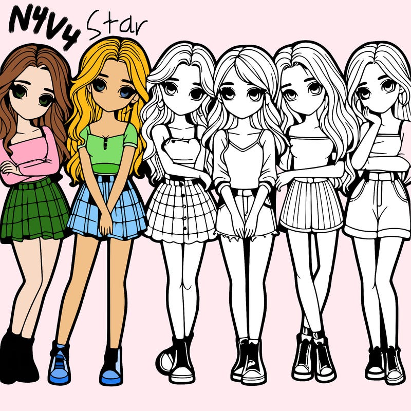 a group of girls realistic