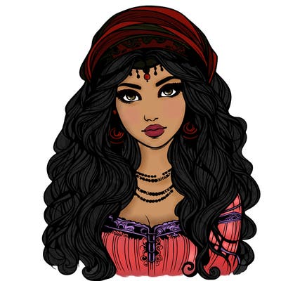 realistic beautiful mysterious gypsy girl