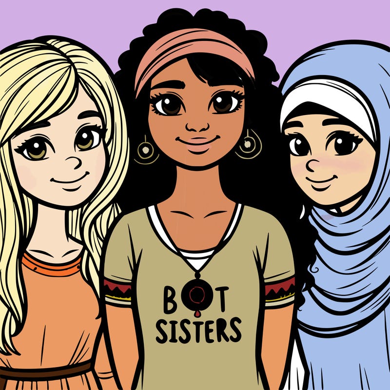 three sisters with a best sisters necklace