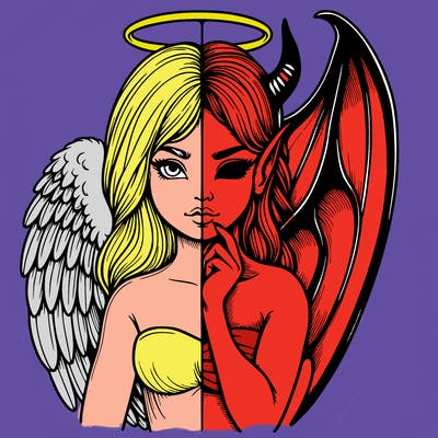 realistic angel half demon