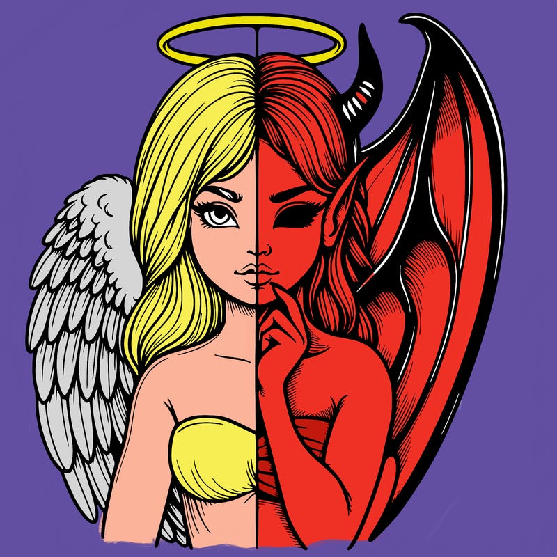 realistic angel half demon