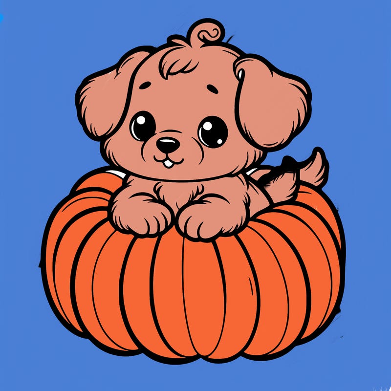 cute little puppy in a pumpkin
