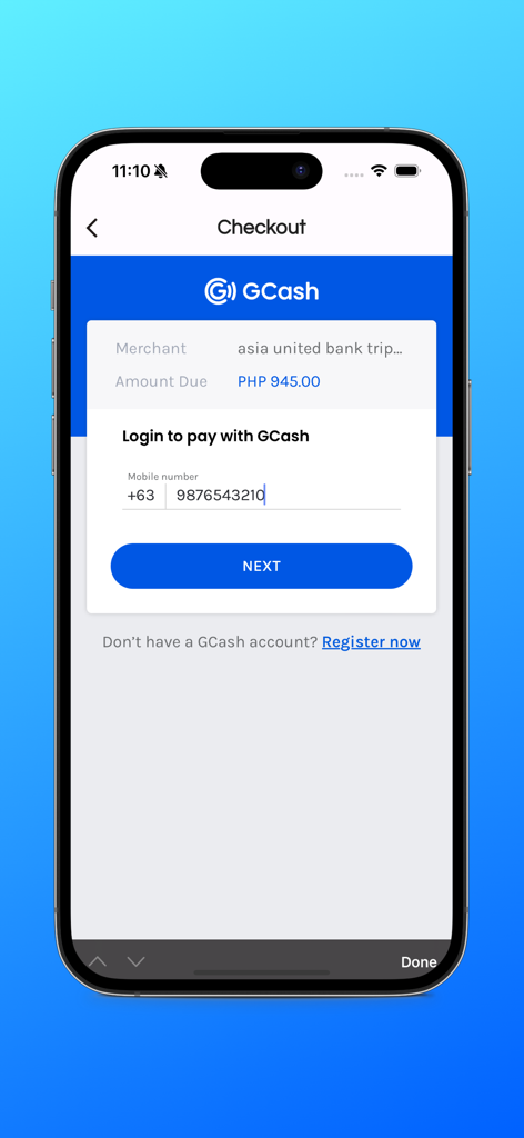 Tripket PH - Secure checkout screen using GCash for booking travel tickets in the Tripket PH app