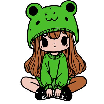 a girl wearing a frog hat and some frog socks