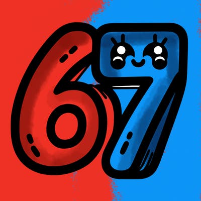 the numbers 67