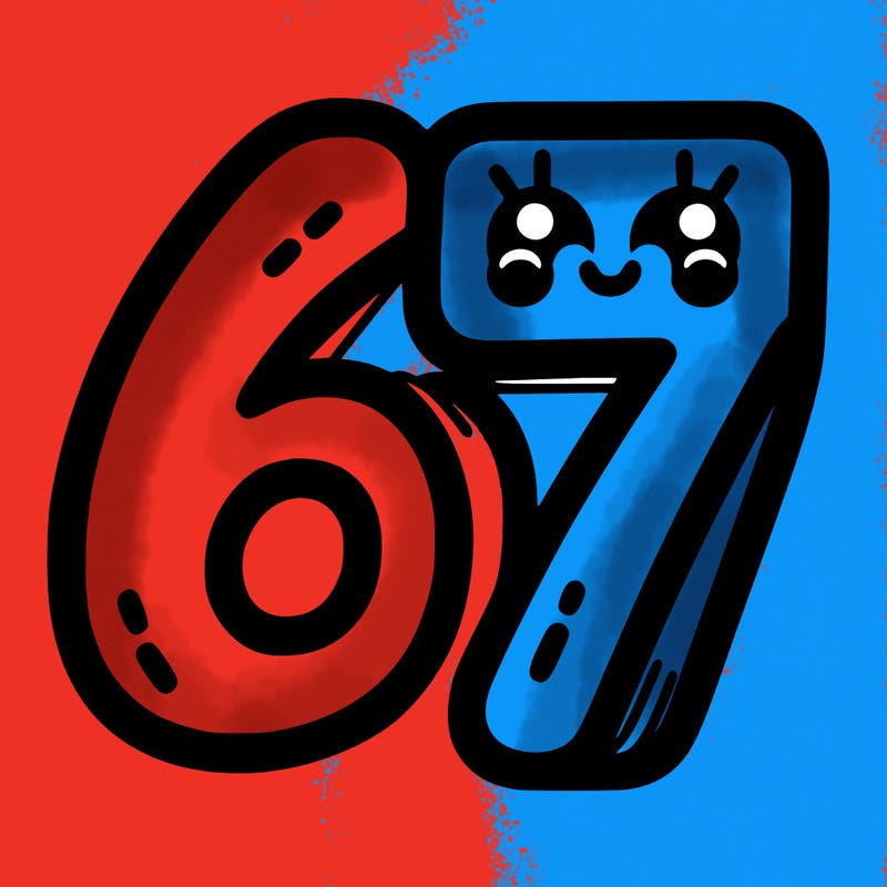 the numbers 67