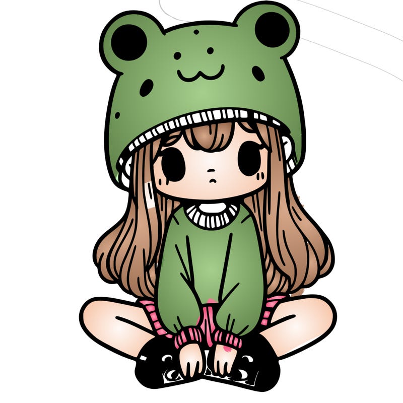 a girl wearing a frog hat and some frog socks