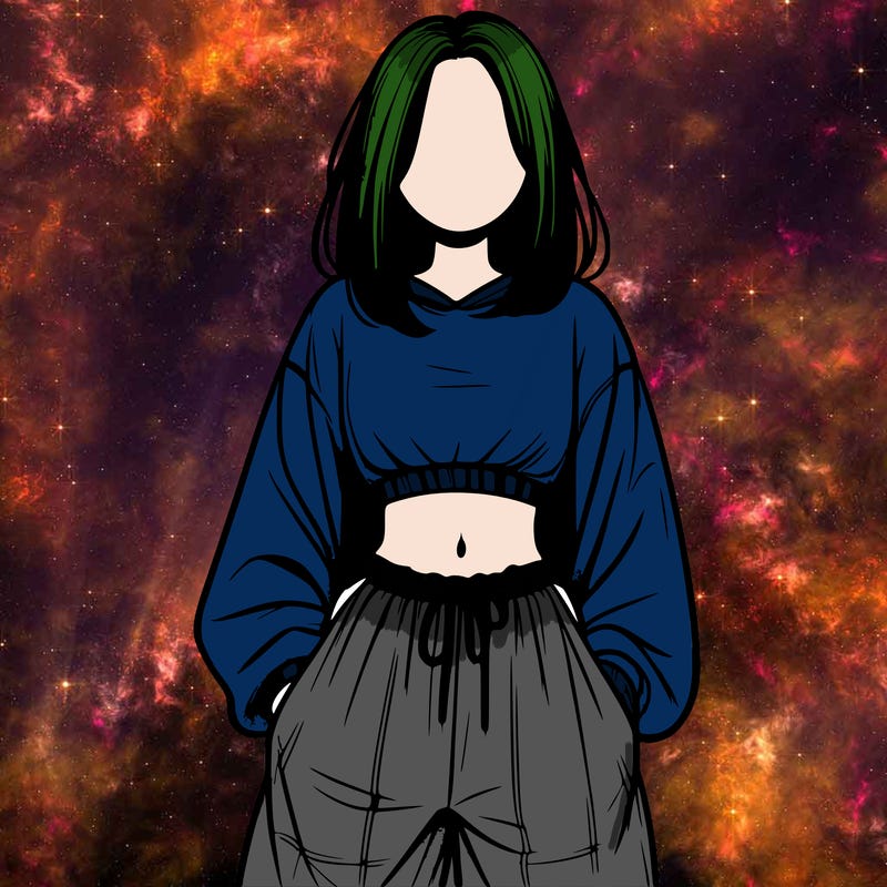 realistic girl faceless with baggy pants and a crop top