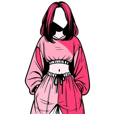 realistic girl faceless with baggy pants and a crop top