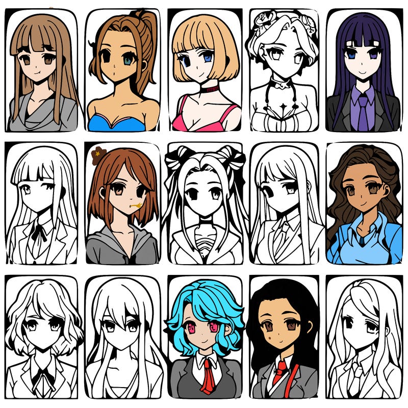 girls that look diffrent anime