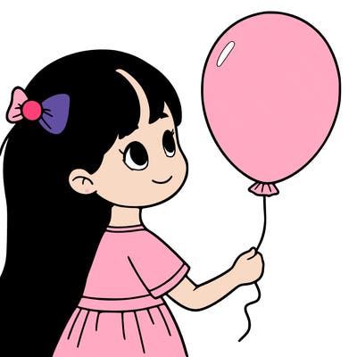 girl holding a pink ballon
