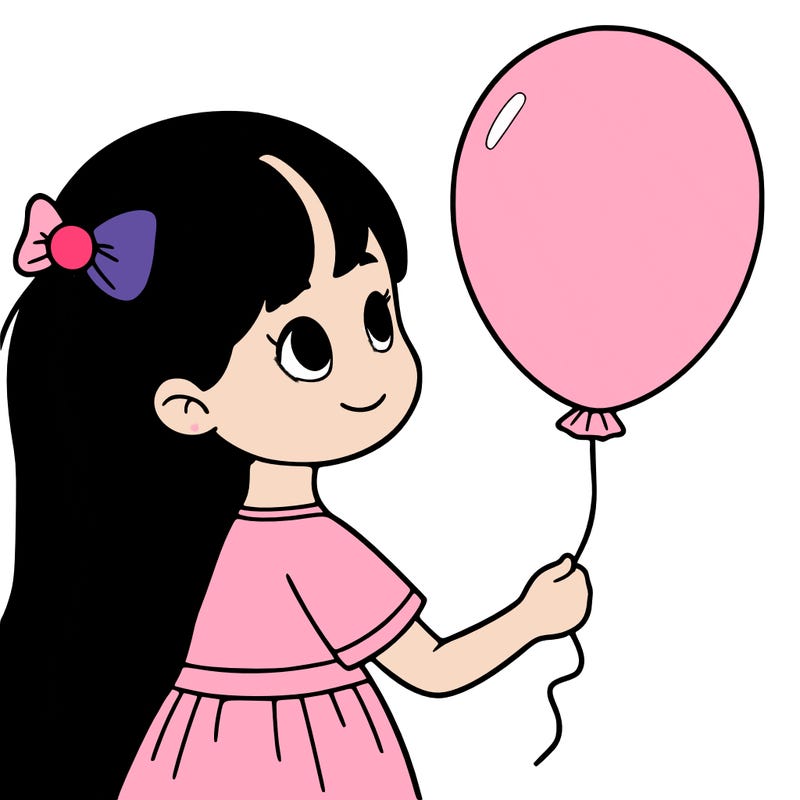 girl holding a pink ballon