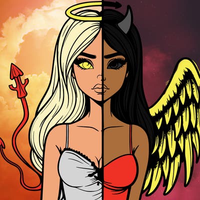 devil vs angel realistic girl
