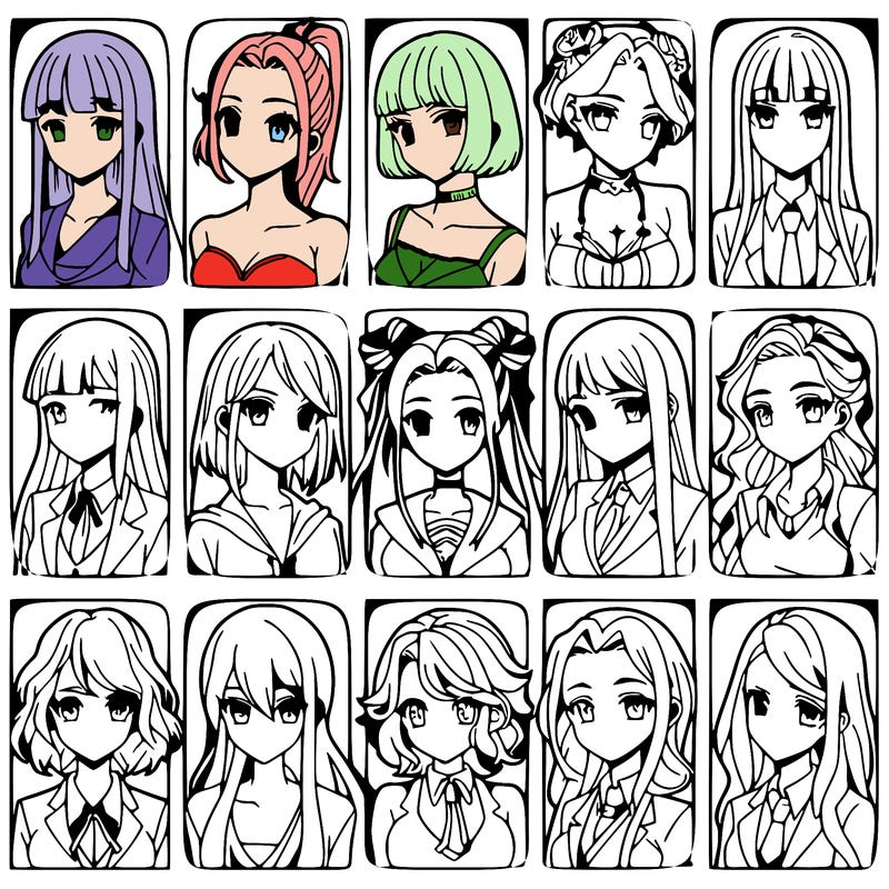 girls that look diffrent anime