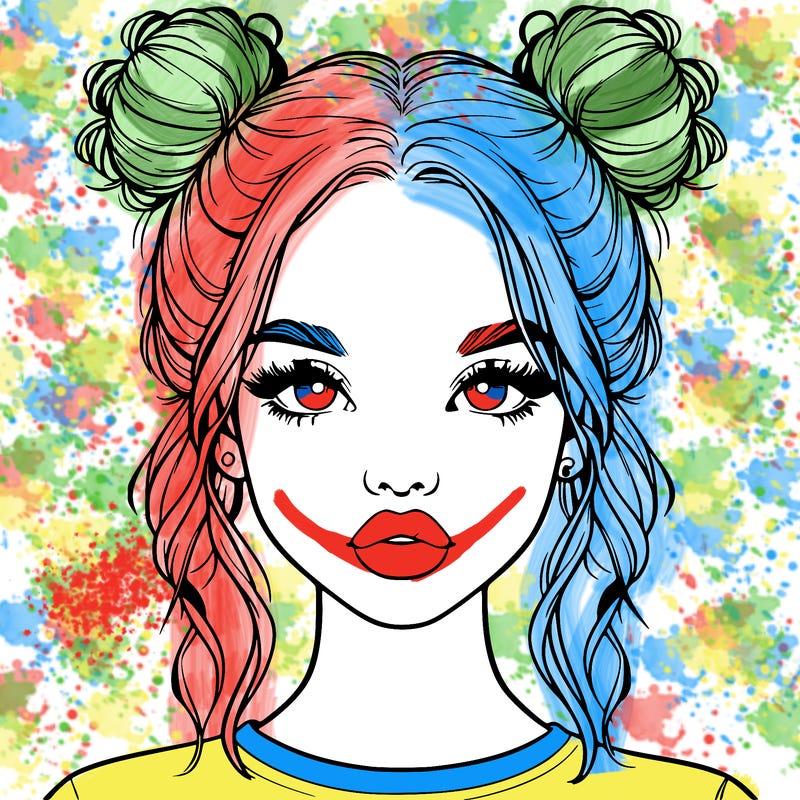 realistic girl with two buns in hair and lips