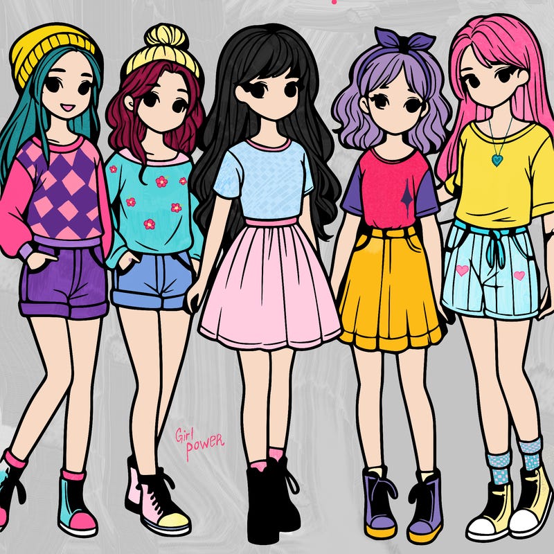 a group of five girls