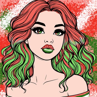 realistic girl with wavy hair and lips