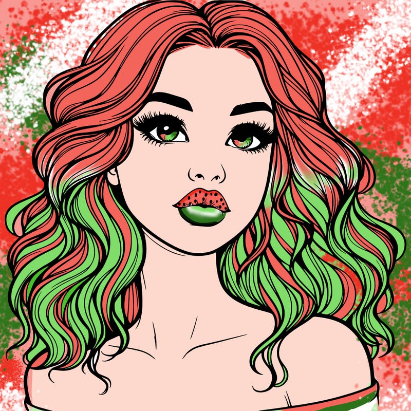 realistic girl with wavy hair and lips