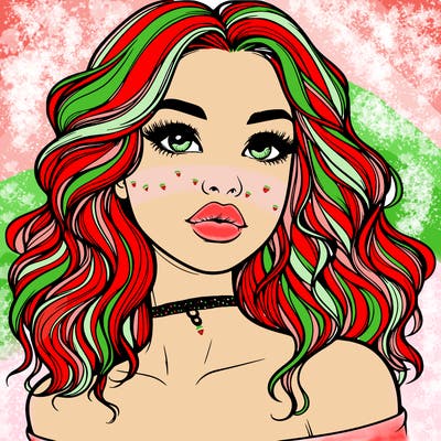 realistic girl with wavy hair and lips