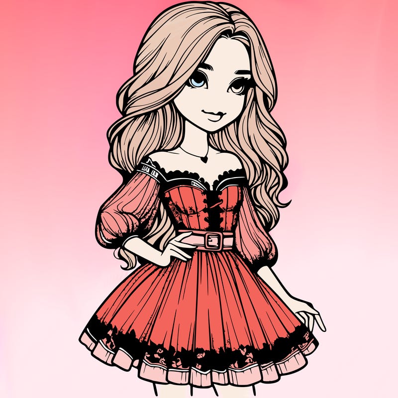 realistic girl wearing a fashionable dress