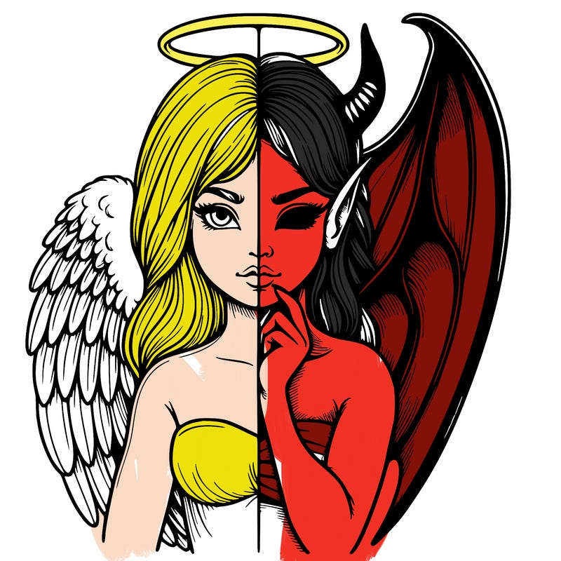 realistic angel half demon