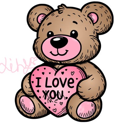 teddy bear holding an i love you heart