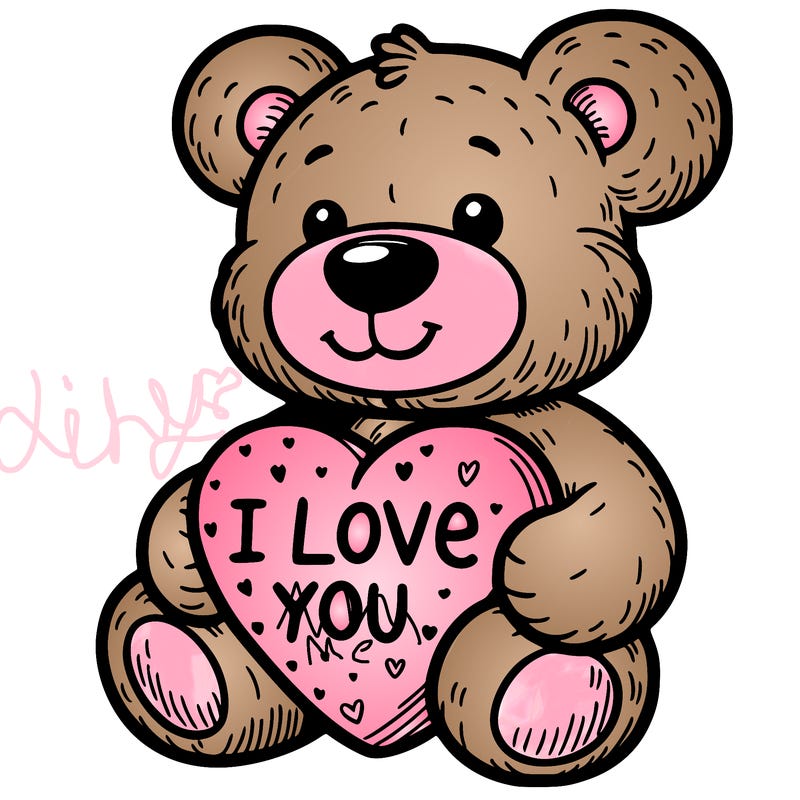 teddy bear holding an i love you heart